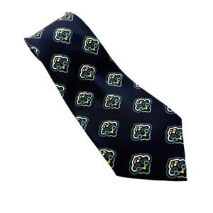 Ermenegildo‎ Zegna Navy 100% Silk Medallion Knot Tie Made in Italy